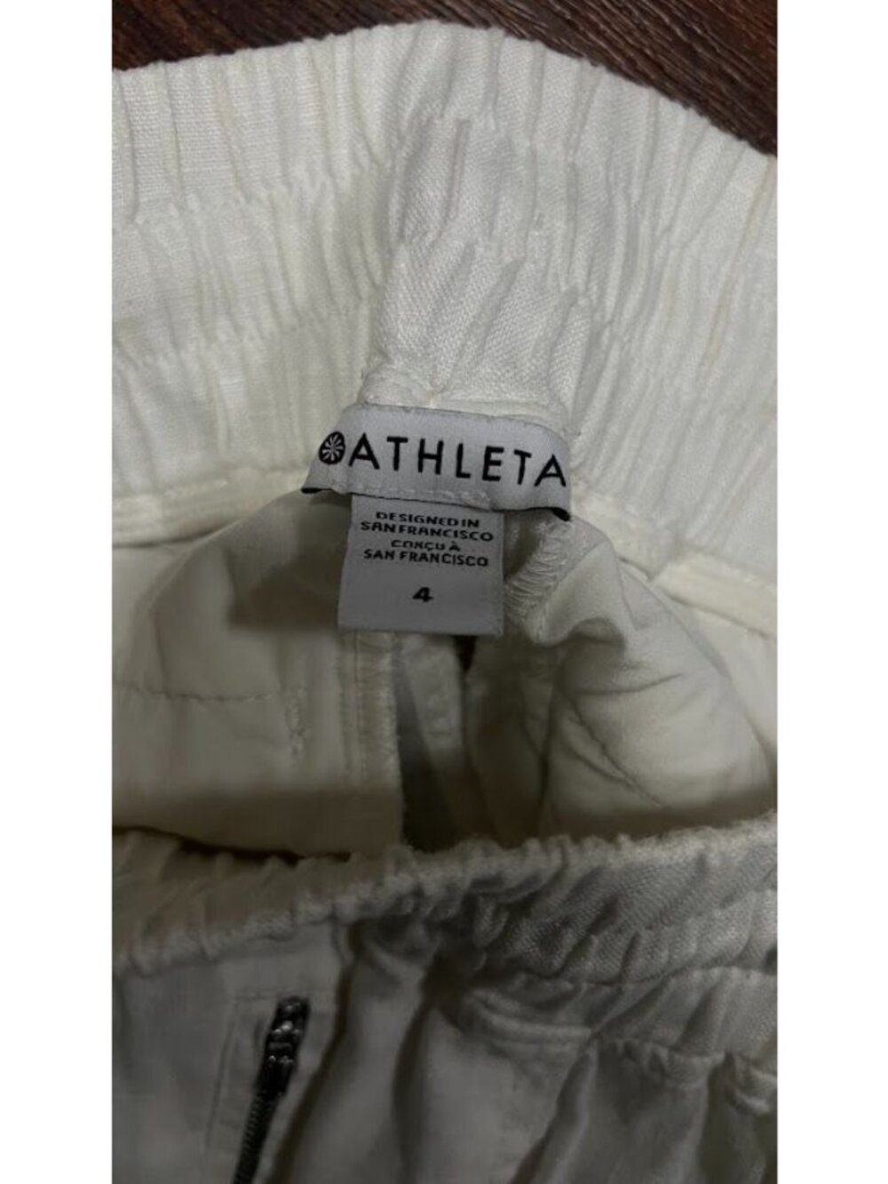 Athleta Size 4 Cargo Linen Wide-Leg Flowy Pants White Drawstring - Picture 4 of 8